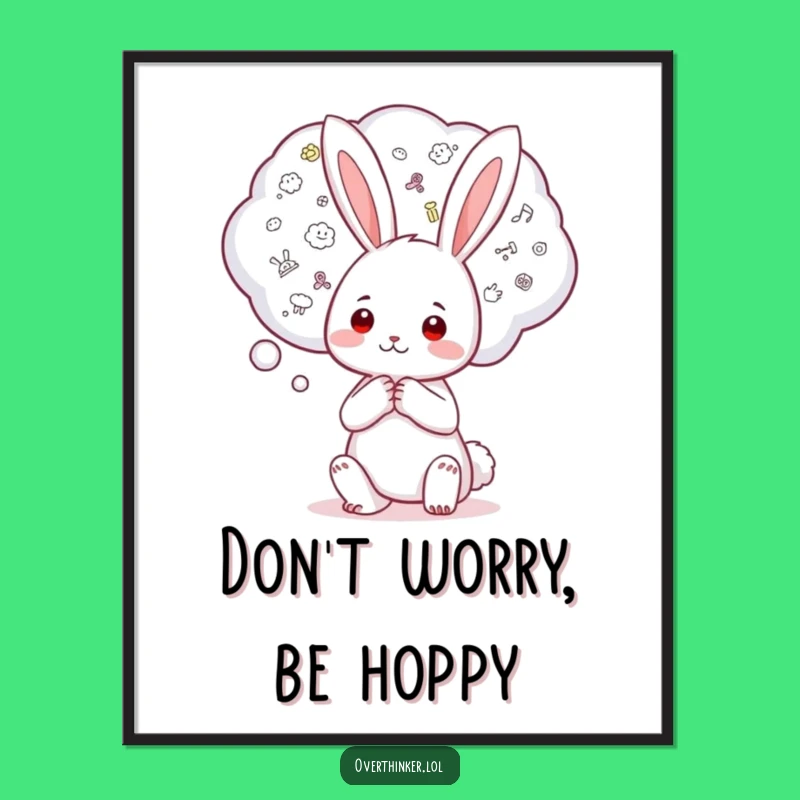 Free Printable Kawaii Rabbit Wall Art - Worrywart Whimsy Funny Downloadable Decor!