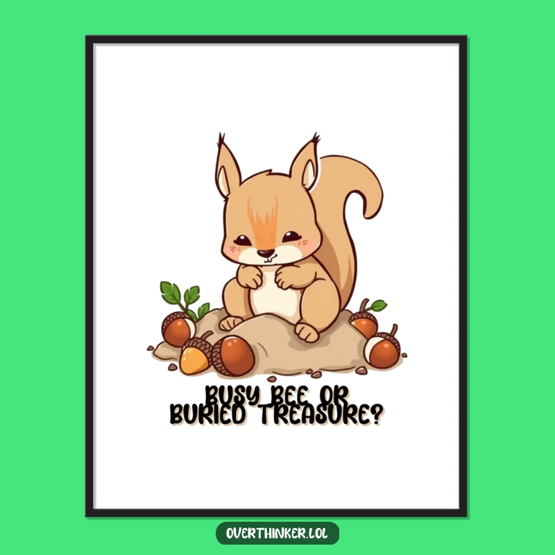 Free Printable Wall Art: Frantic Squirrel Stashing - Whimsical Downloadable Decor Gift