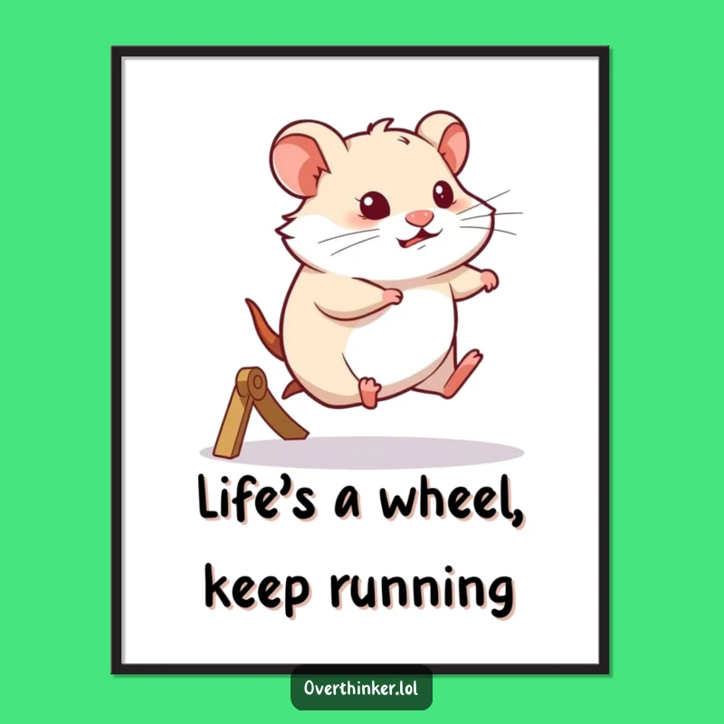 Free Printable Wall Art: Thoughtful Hamster Wheel - Humorous Downloadable Decor!