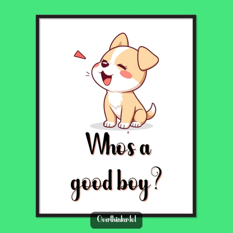 Funny Free Printable Wall Art: Dog Barking at Shadow, Downloadable Quirky Decor