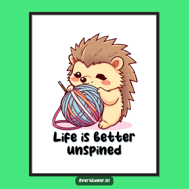 Free Printable Kawaii Hedgehog Wall Art - Tangled Up Charm Funny Downloadable Decor!