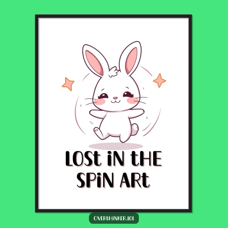 Free Printable Kawaii Rabbit Wall Art - Funny Downloadable Decor