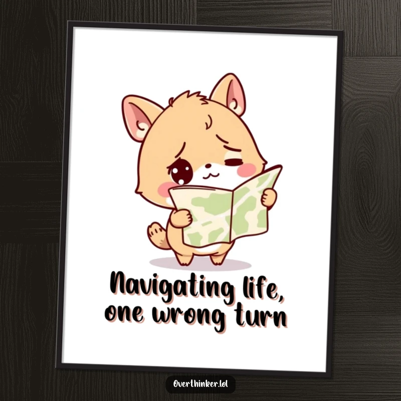 Funny Free Printable Wall Art: An animal looking lost with an upside-down map, a humorous statement piece for any room.