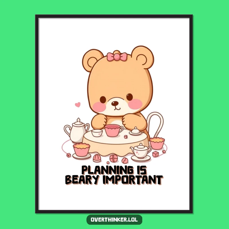 Free Printable Kawaii Bear Wall Art - Meticulous Merriment Funny Downloadable Decor!