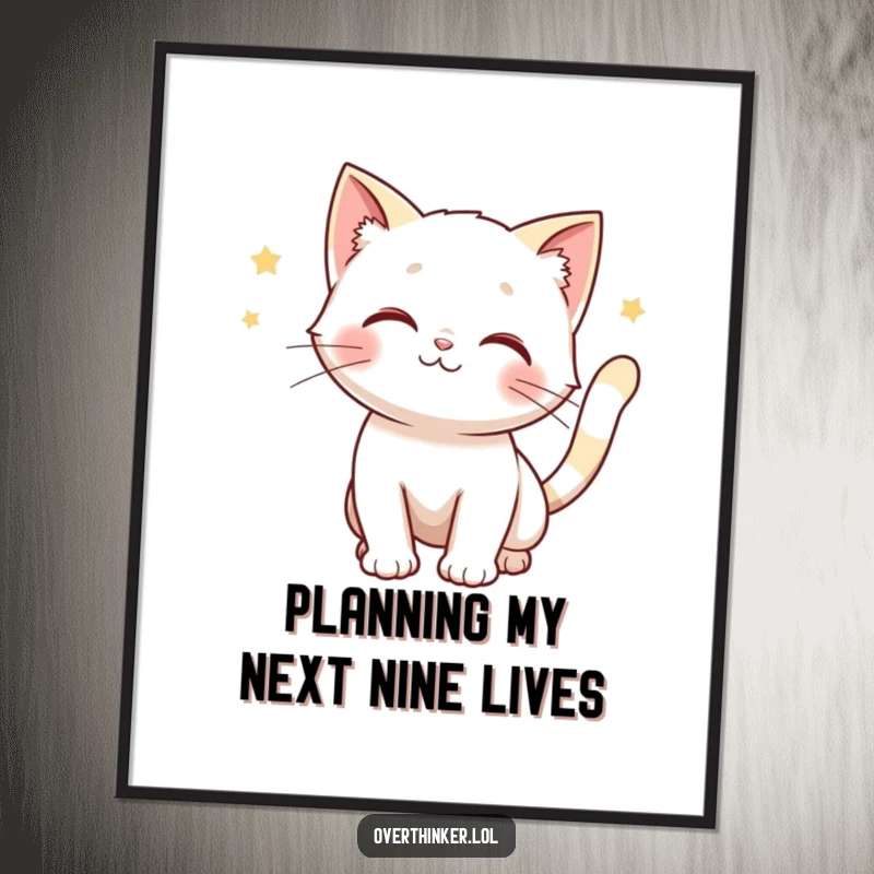 Funny Free Printable Wall Art: a cat with a twitching tail, assessing all possibilities, adding comic charm.