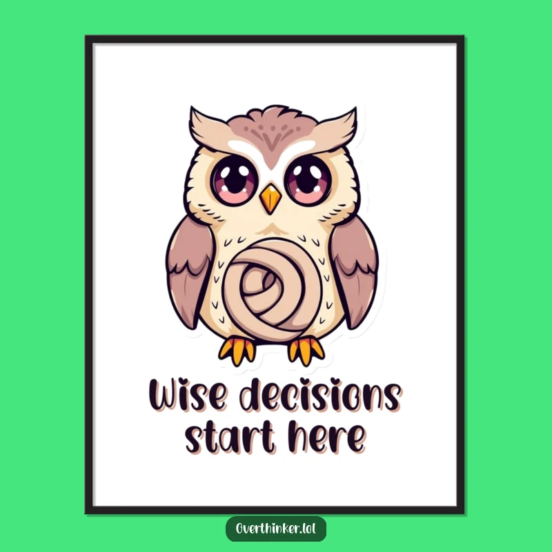 Free Printable Wall Art: Wise Owl Deep in Thought, Hilarious Downloadable Decor for Your Home