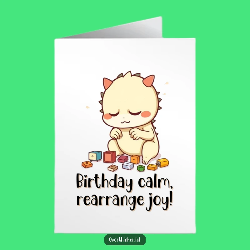Free Printable Birthday Card: Nervous Organizer Character, Funny Downloadable & Print at Home