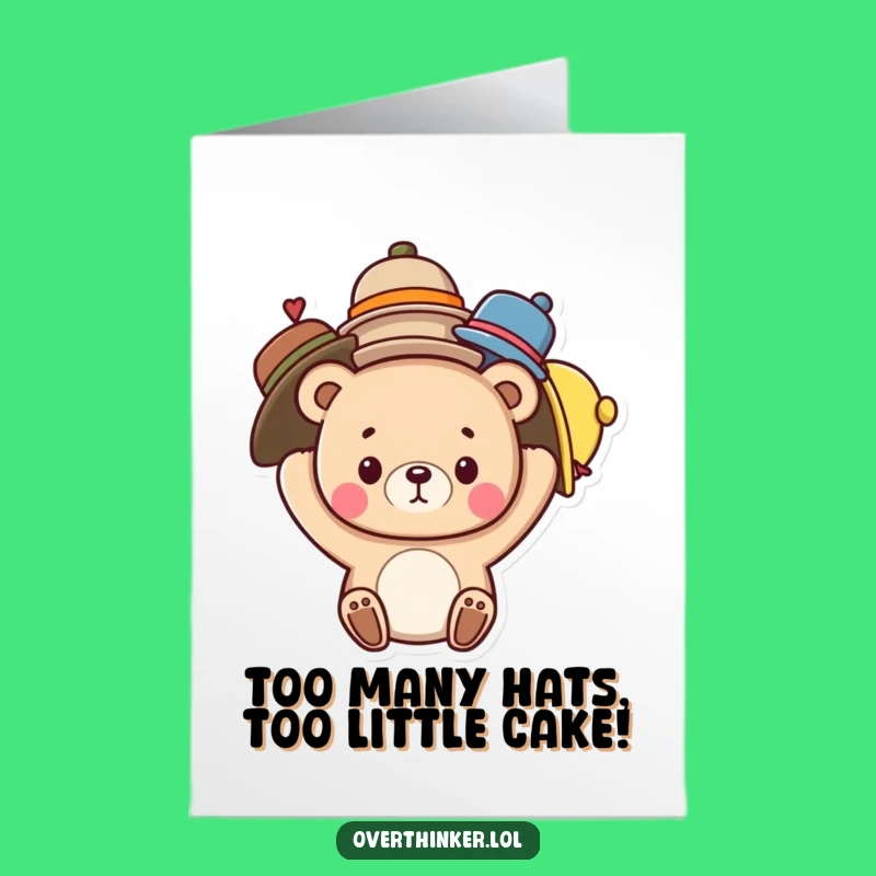 Free Printable Bear Balancing Hats Birthday Card - Funny Downloadable Gift for Him or Her