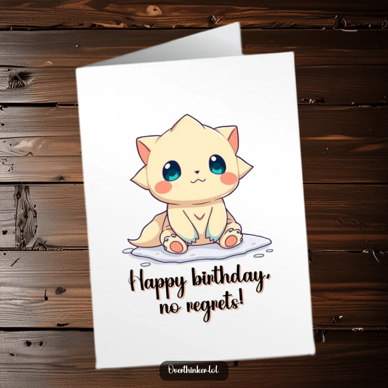 Funny Free Printable Birthday Card: A creature frozen, contemplating directions, a humorous take on life's choices, perfect for birthdays.