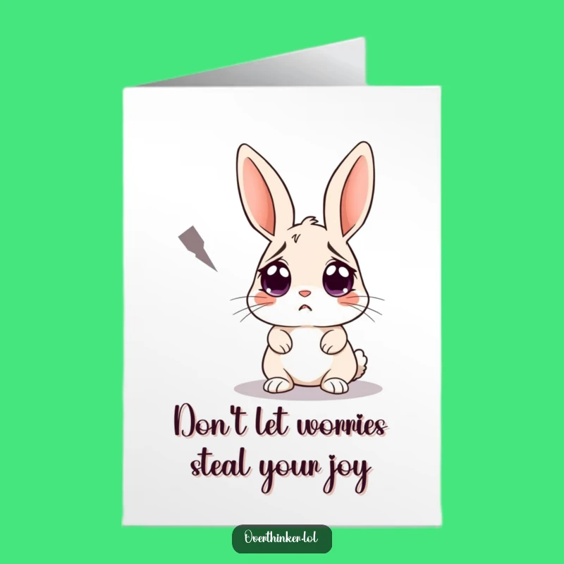Free Printable Rabbit Birthday Card: Funny Worried Eyes Downloadable Gift