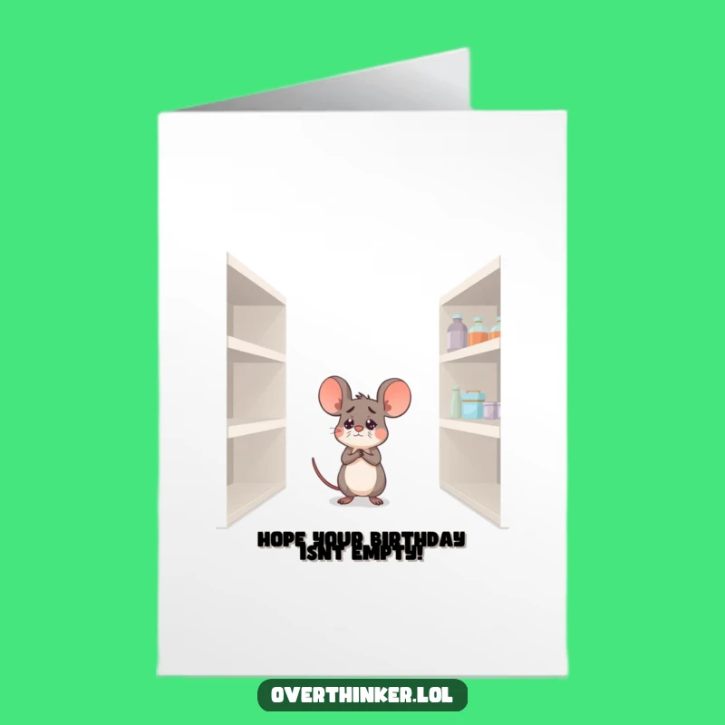 Free Printable Scared Mouse Birthday Card: Funny Downloadable Gift for Foodies