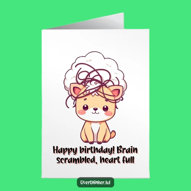 Free Printable Kawaii Birthday Card: Tangled Thoughts Funny Downloadable Gift