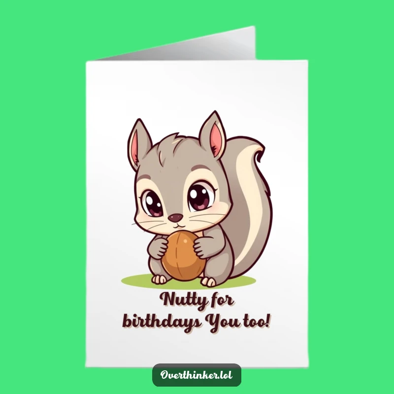Free Printable Kawaii Squirrel Birthday Card - Stare Down Your Cake Funny Downloadable Gift!