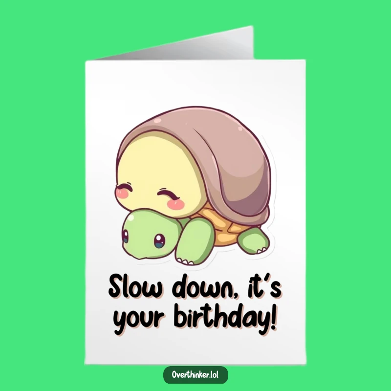 Free Printable Turtle Birthday Card: Shy Head-in-Shell Funny Downloadable Gift