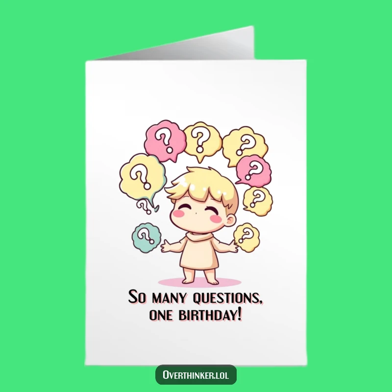 Free Printable Funny Birthday Card: Questioning Juggler Character, Hilarious Downloadable Gift