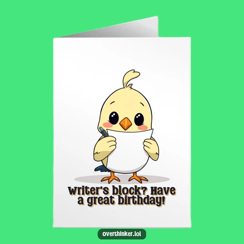 Free Printable Funny Bird Birthday Card - Overthinking Writer Downloadable Gift