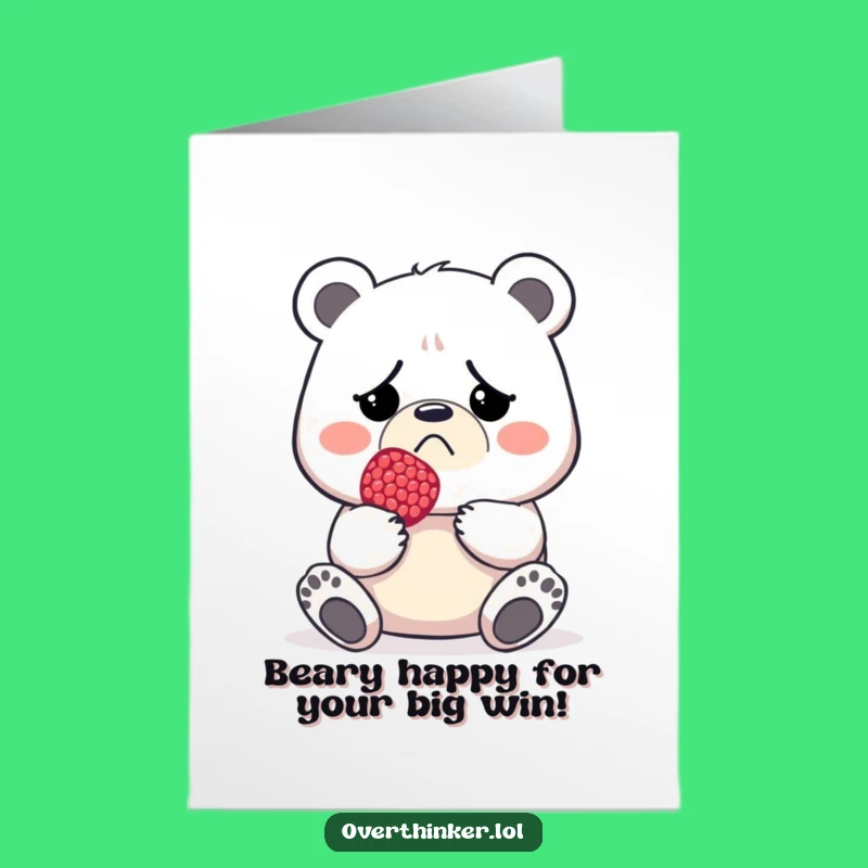 Free Printable Bear Card: Funny Tiny Berry Grump Congrats Downloadable