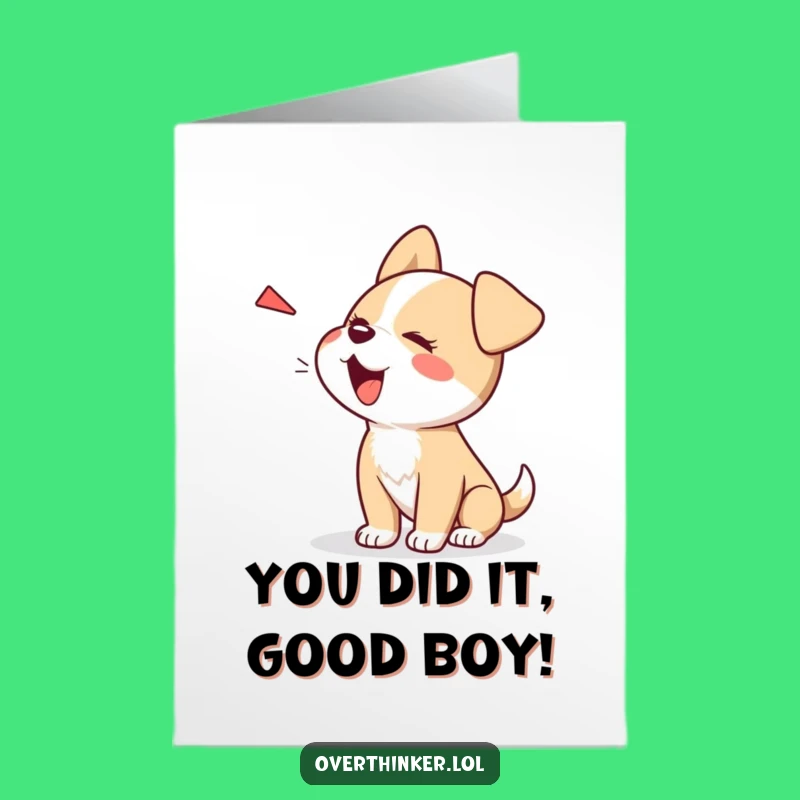 Free Printable Congrats Card: Dog's Funny Shadow Chase, Downloadable Humor