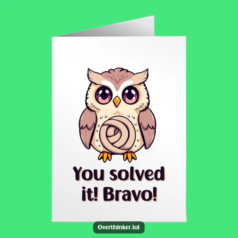 Free Printable Congrats Card: Owl Deep in Thought, Perfect Downloadable Gift for Any Occasion