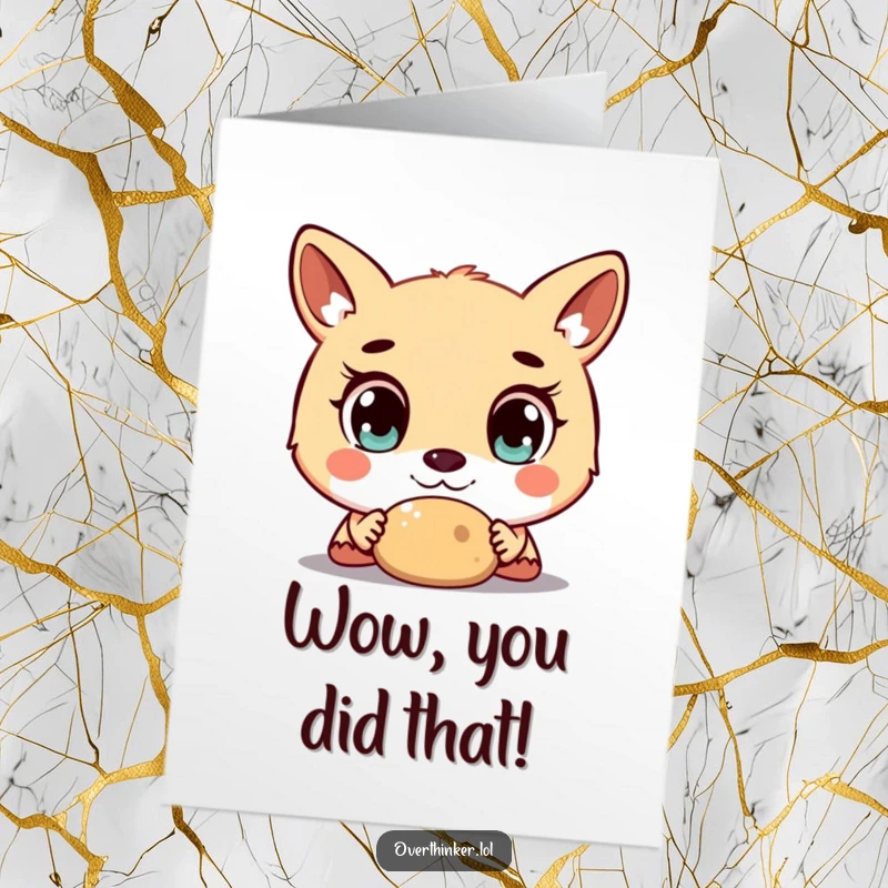Funny Free Printable Congratulations Card: An animal’s wide eyes are fixated on a symbol of success, a downloadable celebration.