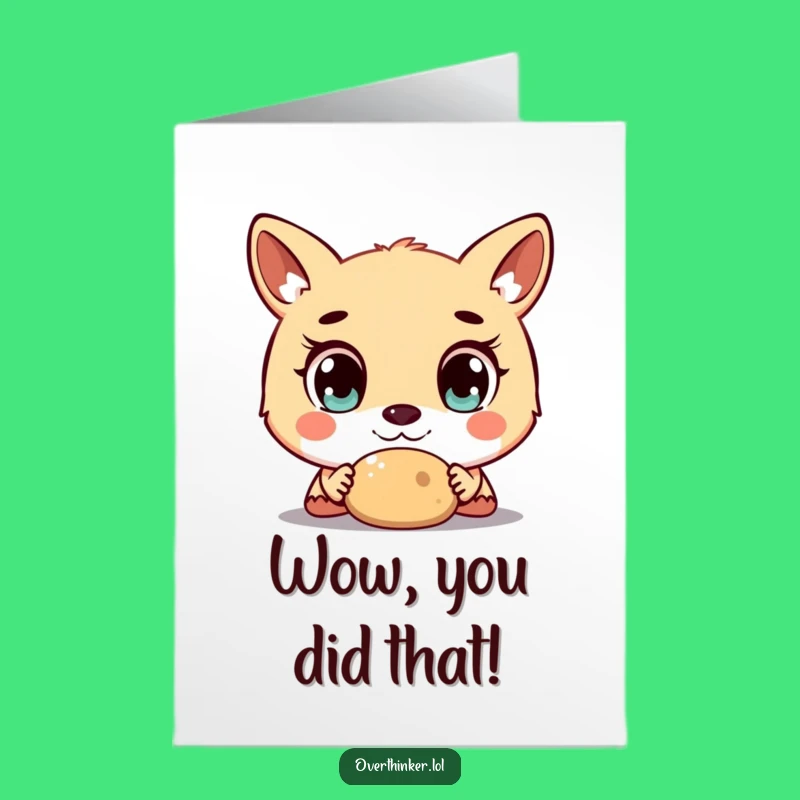 Free Printable Congrats Card: Wide-Eyed Animal, Funny Achievement Focus Downloadable