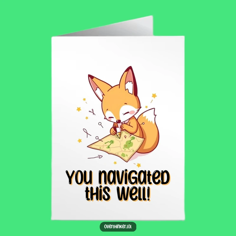 Free Printable Fox Congrats Card: Funny Navigating Success Downloadable Gift