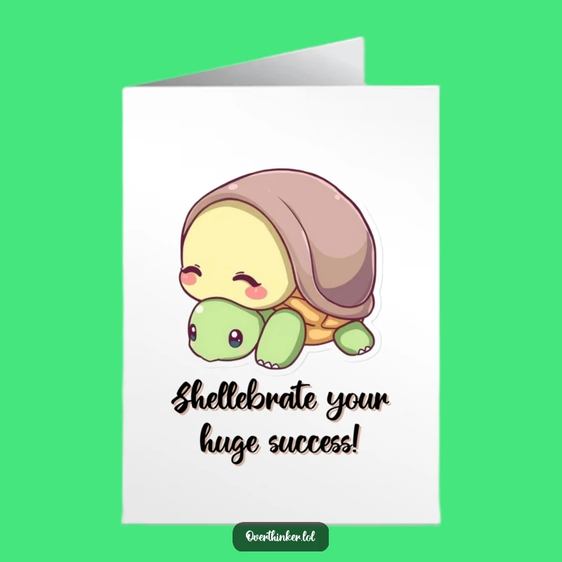 Free Printable Turtle Card: Shy Head-in-Shell Congrats Downloadable