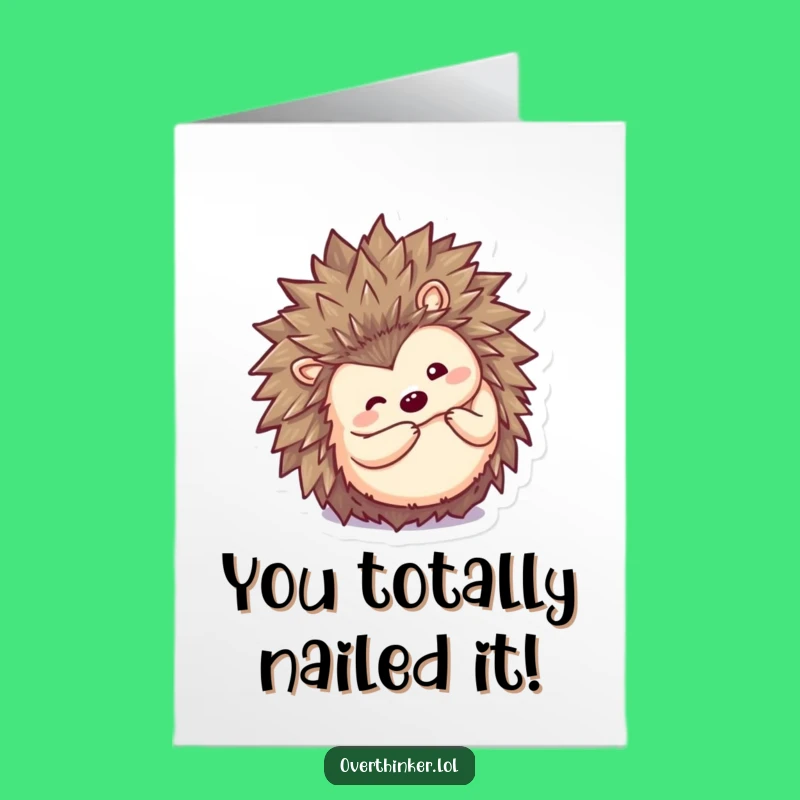 Free Printable Congrats Card: Hedgehog Peeking Out, Downloadable Joy
