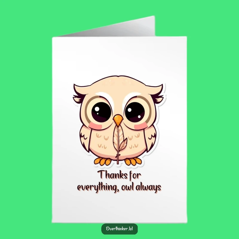 Free Printable Kawaii Owl Thank You Card - Funny Downloadable Owl Gift
