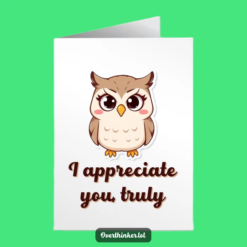 Free Printable Owl Thank You Card: Bewildered Gratitude, Downloadable Humor