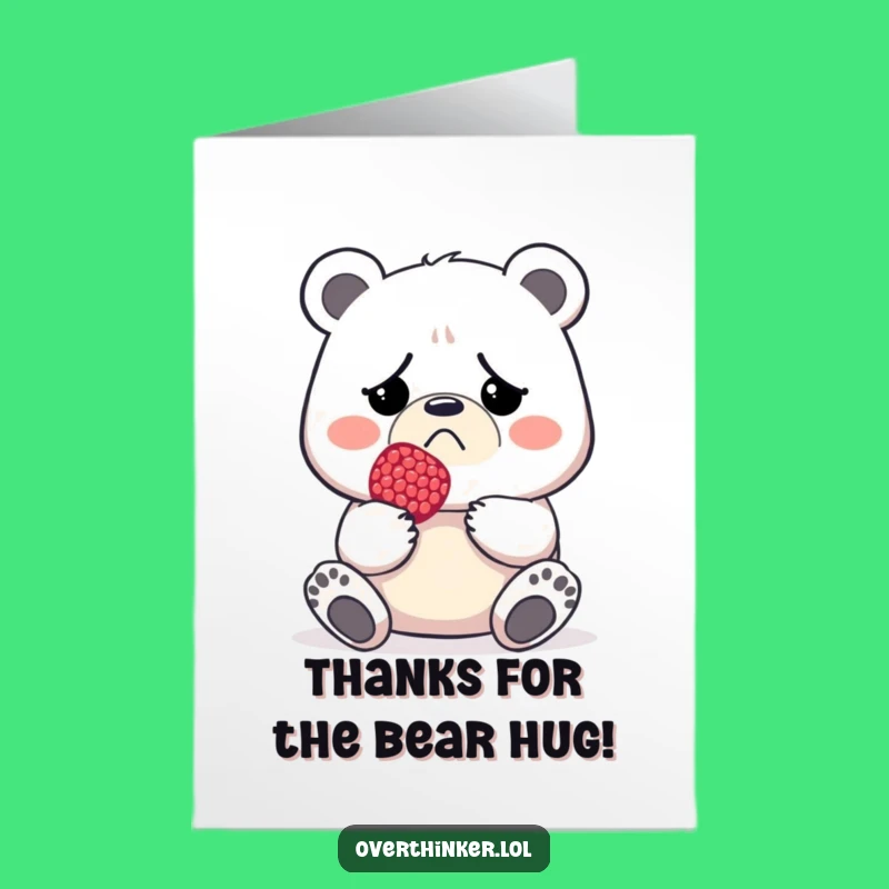 Free Printable Thank You Bear Card: Funny Tiny Berry Grump Gift