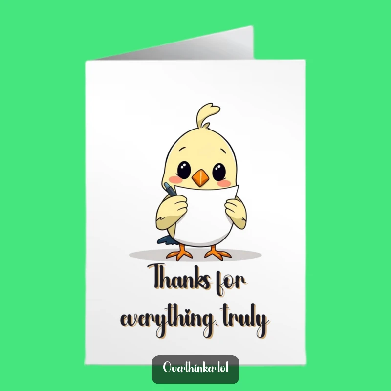 Free Printable Thank You Bird Card - Overthinking Artist Downloadable, Hilarious Appreciation