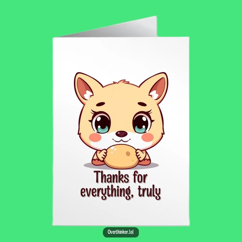 Free Printable Thank You Card: Wide-Eyed Animal, Funny Gratitude Focus Downloadable