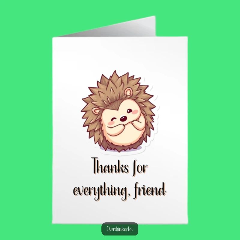 Humorous Free Printable Thank You Card: Hedgehog Peekaboo, Downloadable Gratitude