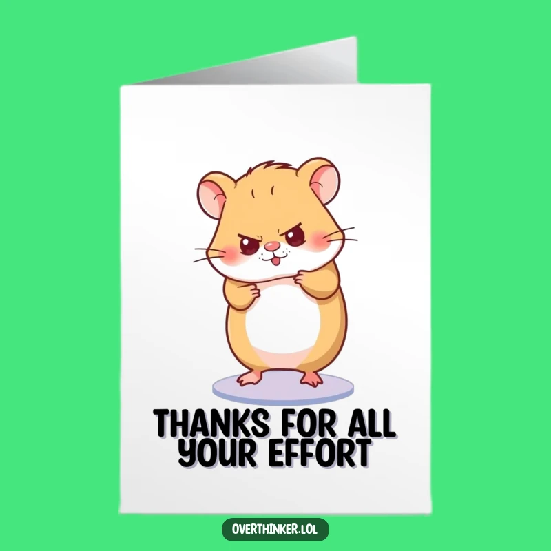 Free Printable Focused Hamster Thank You Card Funny Downloadable Gift for Effort