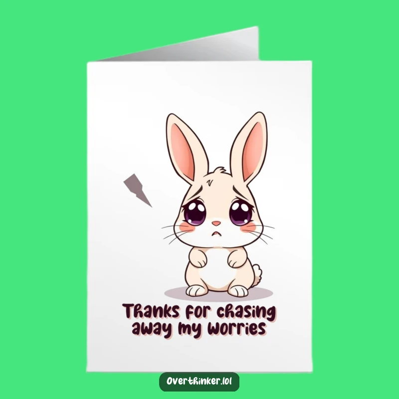 Free Printable Rabbit Thank You Card: Funny Relatable Worry Downloadable