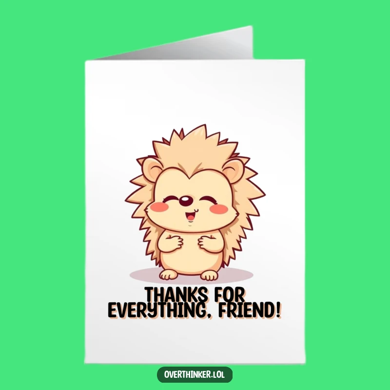 Free Printable Thank You Hedgehog Card: Funny Shadow Worrier Gift