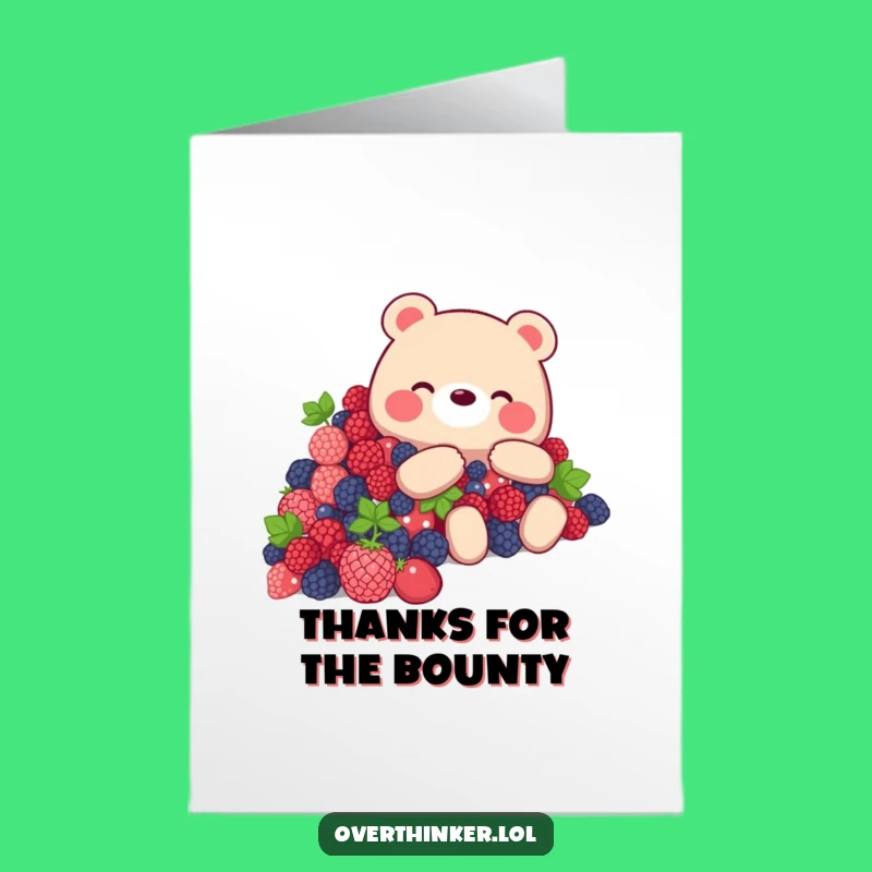 Free Printable Thank You Card: Bear & Berry Mountain, Best Downloadable Humorous Gift