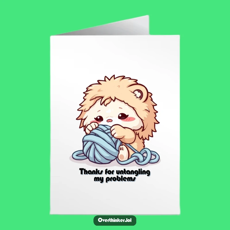 Free Printable Thank You Card: Yarn Helper Creature, Humorous Downloadable Gift