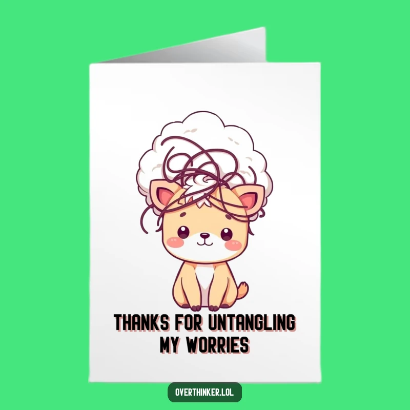 Free Printable Kawaii Thank You Card: Tangled Thoughts Funny Gratitude Downloadable