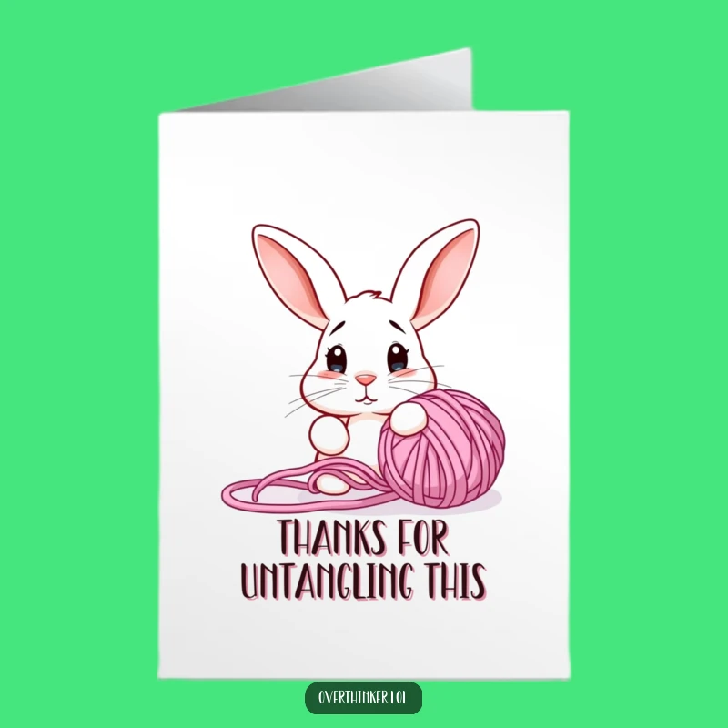 Free Printable Thank You Card: Confused Rabbit Yarn, Humorous Downloadable Appreciation Gift