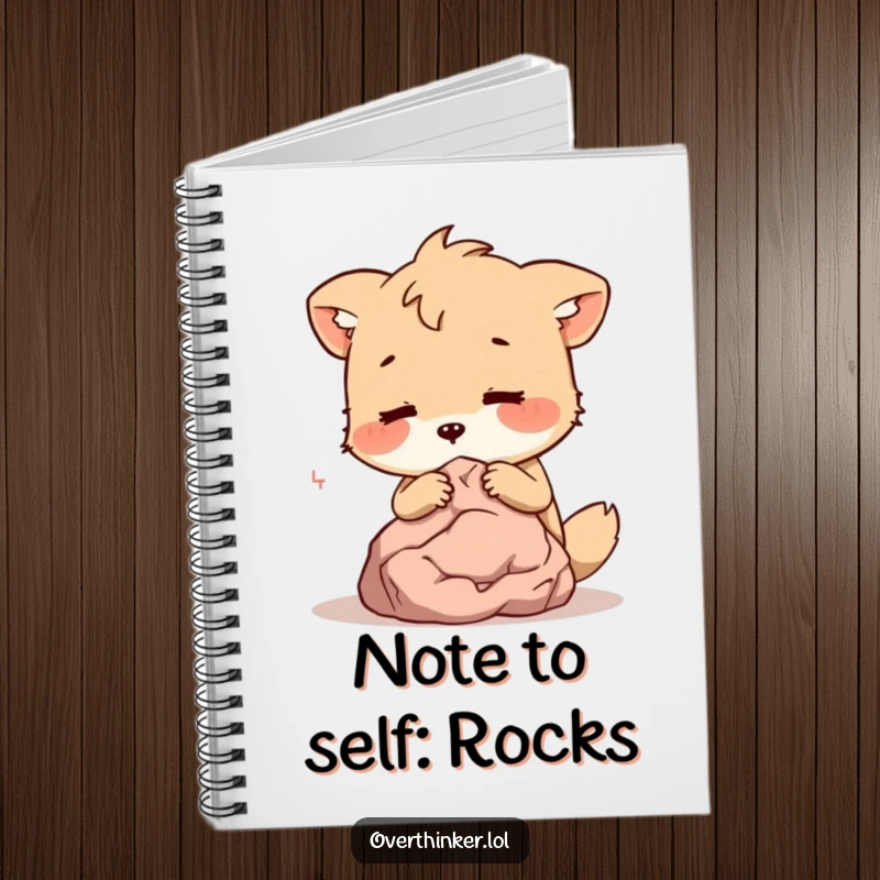 Funny Notebook: An animal character whispers secrets to a tiny, silent rock, perfect for jotting down funny thoughts.