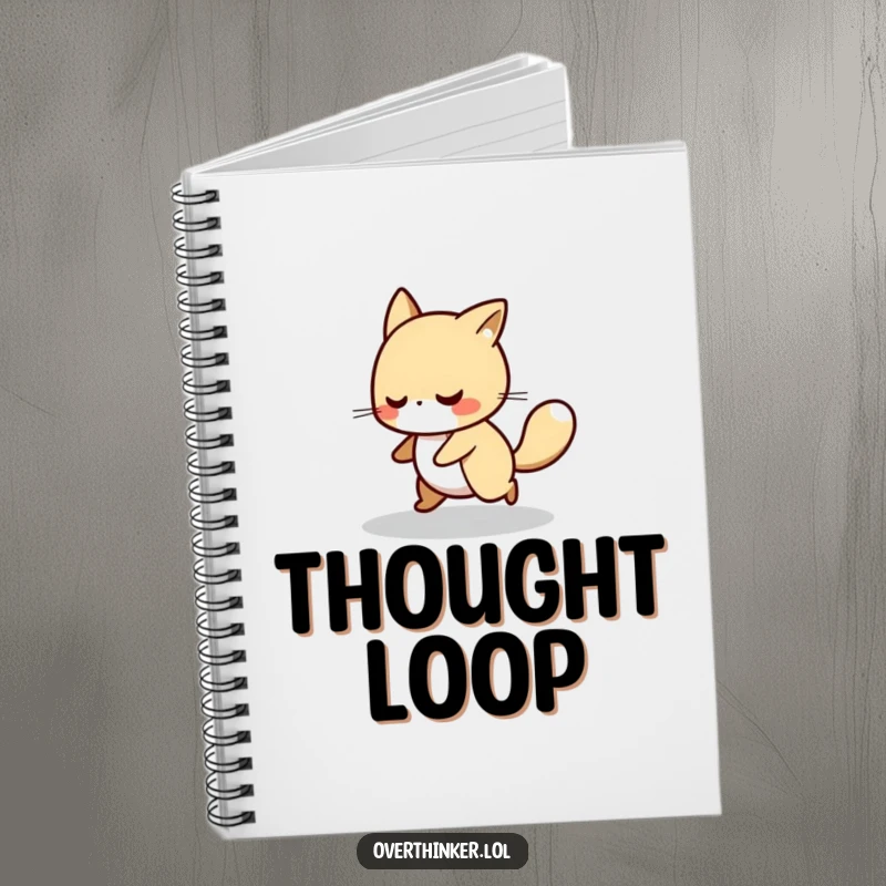 Funny notebook with an animal character pacing, perfect for jotting down thoughts and ideas.
