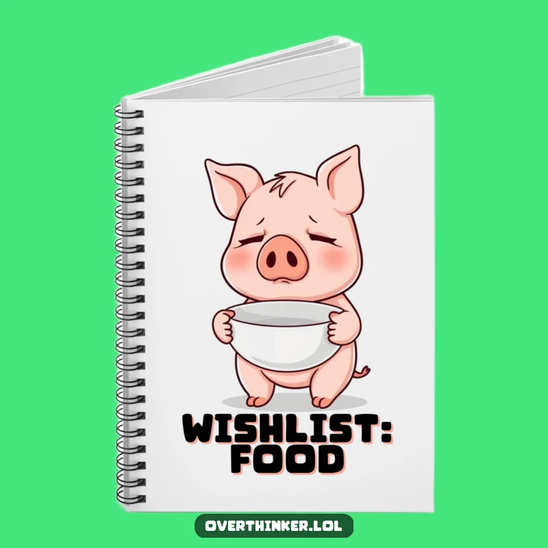 Funny Pig Notebook: Empty Bowl Worry, Jot Down Food Ideas