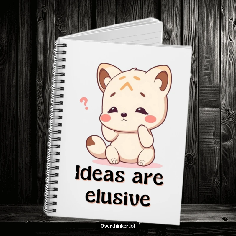 Funny notebook cover art of an animal character humorously tapping its head, inspiring users to remember and jot down ideas.