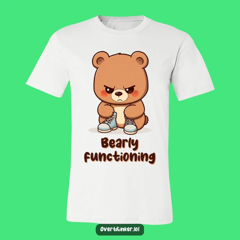 Funny Bear Shoe Tying T-Shirt: Focused Bear's Effort, Hilarious Tee Gift