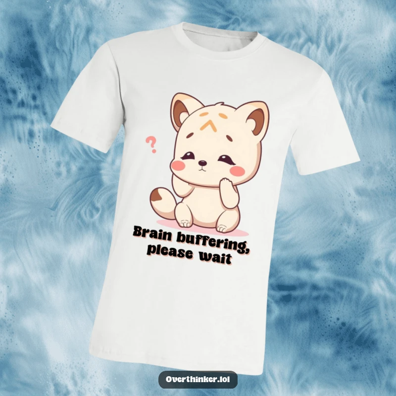 Funny t-shirt depicting an animal character comically tapping its head, symbolizing the effort of trying to remember something.
