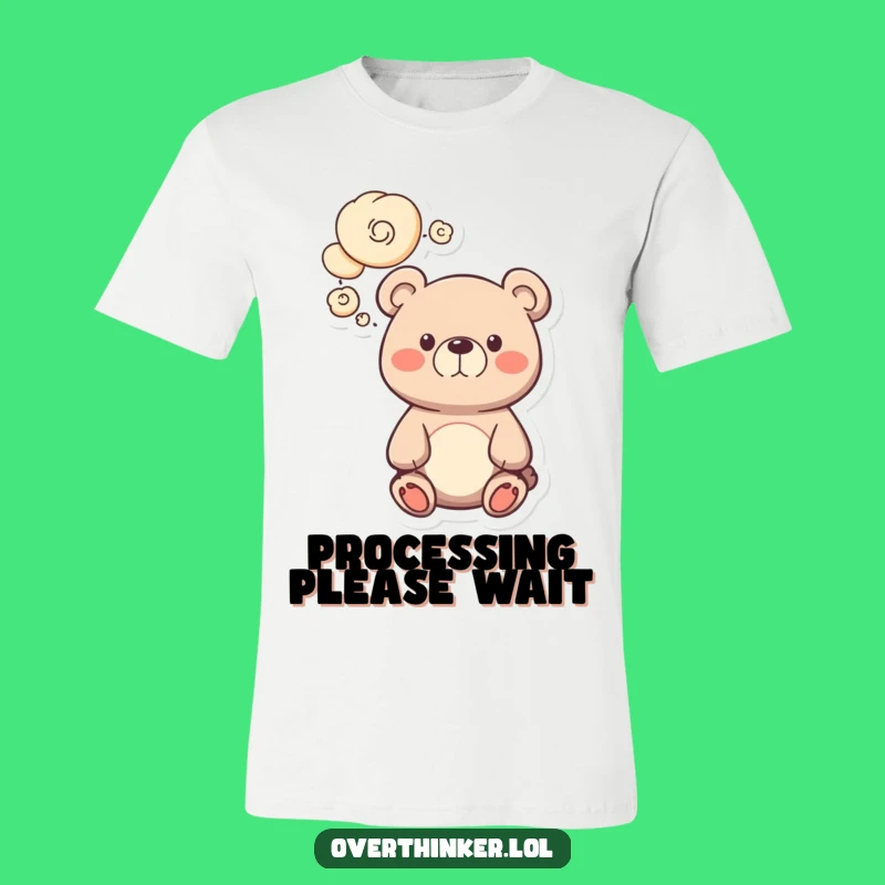 Funny Bear T-Shirt, Adorable Cartoon Character with Swirling Thoughts Tee