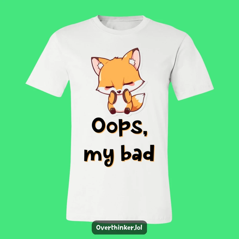 Funny Fox Tee: Character Hides Face in Embarrassment