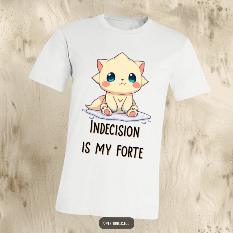 Funny T-Shirt: A bizarre creature is frozen mid-motion, unsure of which path to take, a humorous depiction of indecision.